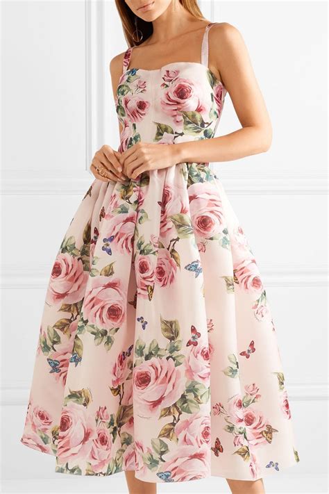 dolce gabbana pink floral dress|Dolce & Gabbana floral midi dress.